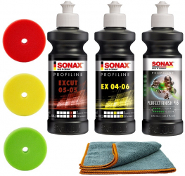 Set de polisat auto Sonax 3 pasi pentru masini excentrice SW-20932