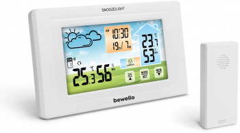 Termometru digital si ceas cu alarma - exterior interior - USB baterie - alb 