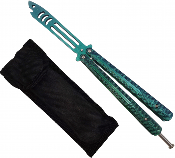 Briceag fluture de antrenament IdeallStore® Shark Pray otel inoxidabil 24 cm verde 