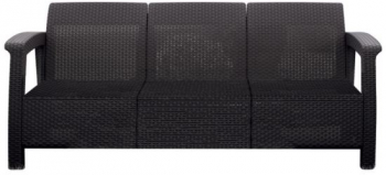 Canapea cu 3 locuri Keter Aruba imitatie rattan 175x70x80 cm 3 x perne Maro 