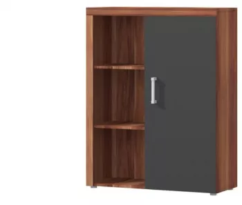 Comoda 1 usa 3 polite mdf maro prun gri grafit Cheris 90x35x114 cm 