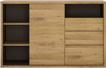Comoda 1 usa 3 sertare mdf stejar shetland Sheldon 136x40x87 cm