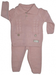 Compleu tricotat 2 piese bluza cu maneca lunga si pantaloni pentru fete Sevgi SVR1411RZ-80 Roz 