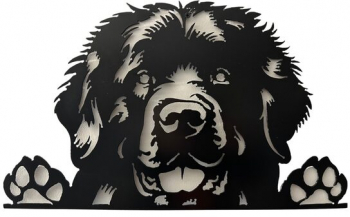 Decoratiune metalica de perete Krodesign Newfoundland Dog diametru 49 cm negru 