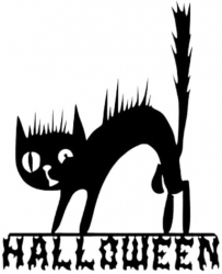 Decoratiune metalica de perete Krodesign Scary Cat Halloween Inaltime 60 cm negru 