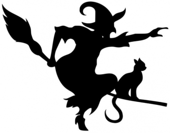 Decoratiune metalica de perete Krodesign Witch & Cat Halloween diametru 48 cm negru 