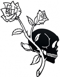 Decoratiune perete Krodesign Skull&Rose diametru 53 cm negru 