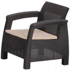Fotoliu de gradina cu perna Keter Aruba imitatie rattan 65x70x80 cm maro 