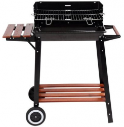 Gratar pentru carbuni cu suport lemn Lund Barbeque suprafata gril 48 x 28 cm 