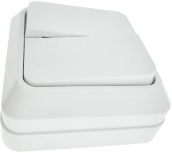 Intrerupator cu 2 butoane aplicat cu rama 80 x 80 x 35mm alb 