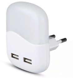 Lampa de veghe cu senzor de lumina 4000K 2xUSB dreptunghiulara 10 lm 