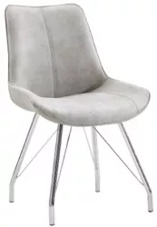 Scaun piele ecologica gri picioare crom Madora 54x60x87 cm 
