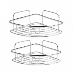 Set 2 rafturi de colt pentru baie din otel inoxidabil 2 marimi argintiu Vivo 86775