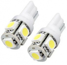 Set 2x Bec LED Auto T10 W5W 12V cu Lumina Alb Rece 6000K 