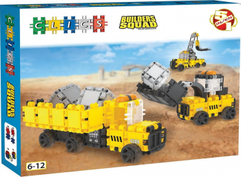 Set de construit Vehicule de constructie Clics cu 90 de piese si 32 accesorii 