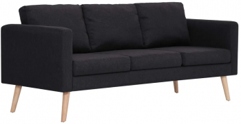 vidaXL Canapea cu 3 locuri negru material textil 