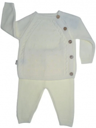 Compleu tricotat 2 piese bluza cu maneca lunga si pantaloni pentru copii Sevgi SVR1411C-74 Crem 