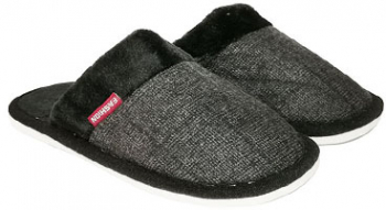 Papuci de casa barbati Lanno catifelati cu blanita - Negru 40/41 