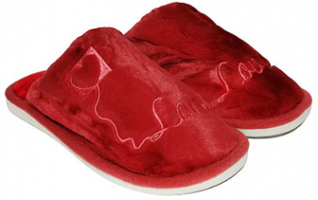 Papuci de casa dama Lovely plusati cu broderie - Corai 40/41 