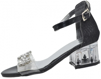 Sandale cu toc transparent pentru fete Mini Junior 270423N-33 Negru 