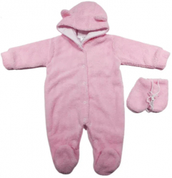 Set 2 piese salopeta cu maneca lunga si manusi pentru fete GAMA 715670-R Roz 