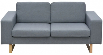 vidaXL Canapea cu 2 locuri gri deschis material textil 