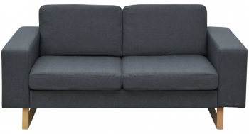 vidaXL Canapea cu 2 locuri gri inchis material textil 