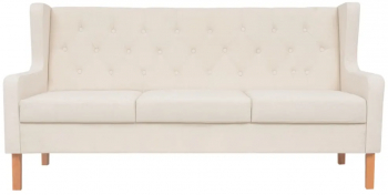 vidaXL Canapea cu 3 locuri material textil alb crem 