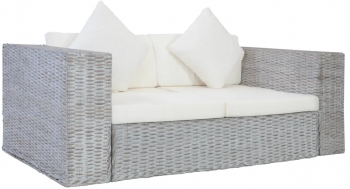vidaXL Set de canapea cu perne 2 piese gri ratan natural 