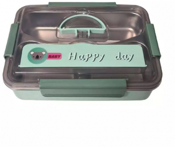Caserola Termica Compartimentata SIKS Din Inox Pentru Copii Cu Lingurita 25x18x8 500g Verde
