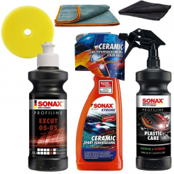 Set de polisat auto Sonax caroserie si elemente din plastic pentru masini excentrice SW-20952