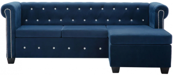 vidaXL Canapea Chesterfield forma L catifea 199x142x72 cm albastru