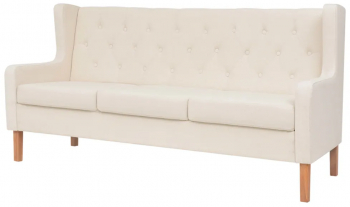 vidaXL Set de canapele 2 piese material textil alb crem 