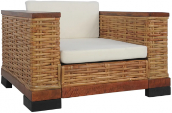 vidaXL Set de canapele cu perne 2 piese maro ratan natural 