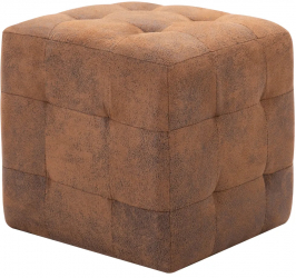 vidaXL Taburet 2 buc. maro 30x30x30 cm piele intoarsa ecologica 
