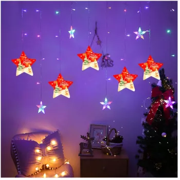 Instalatie pom Craciun Perdea luminoasa - Stelute multicolora 2.60x0.65 cm 
