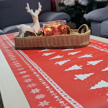 Traversa masa Linclass - White Tree rosu / 40 cm x 4 8 m / 1 rola 