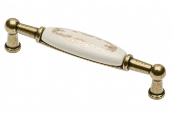 Maner vintage cu insertie ceramica si ornament finisaj auriu antichizat GT L 106 mm 