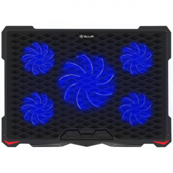 Cooling pad Tellur Basic 17..3 5 ventilatoare LED 2 USB Negru.