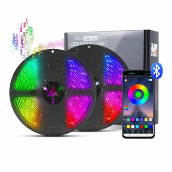 Kit Banda LED Techstar® 5050 RGB 5M DC 12V Bluetooth Control Din Telefon Prin Internet Telecomanda Lumi 