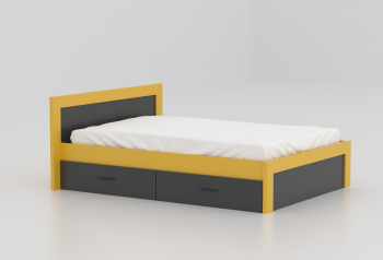 Pat RANGEEN 140x200 cm SUPORT DE SALTEA SI SERTARE INCLUSE PAL 18mm ANTRACIT / GALBEN by Fichi 
