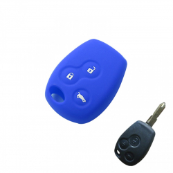 Husa silicon chei pentru Renault/Logan 3 butoane albastru 