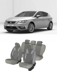 Huse scaune auto dedicate CITROEN C1 2005 - 2010 Luxury Gri Piele ecologica + Textil 