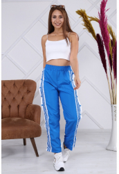 Pantaloni sport de fas cu capse albastri Be Original L Albastru 