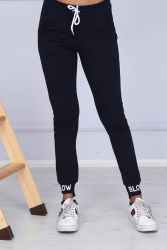 Pantaloni trening Blow din bumbac negru cu dungi albe L Negru 