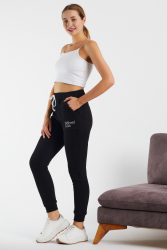 Pantaloni trening toamna-iarna bumbac negri L Negru 