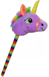 Unicorn de calarit cu bat cu sunet mov/albastru/roz/galben 80 cm 