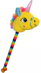 Unicorn de calarit cu tija + rotile cu sunet mov/albastru/roz/galben 80 cm 