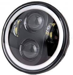 Far pentru motocicleta 60 W 5.75 inch cu angel eye DRL 3000 LM 6500 K H4 impermeabil IP 67 cu carcasa din aluminiu compatibil Harley 