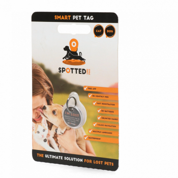 Medalion smart SPOTTED pentru identificare animale de companie cu cod QR gri 